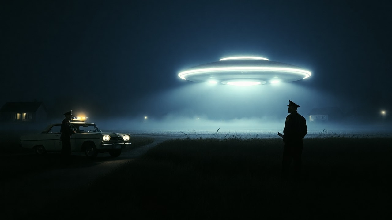 Cinematic archive imagery for Ann Arbor / Dexter-Hillsdale Wave — USAF Swamp Gas Controversy — intelligence record illustration