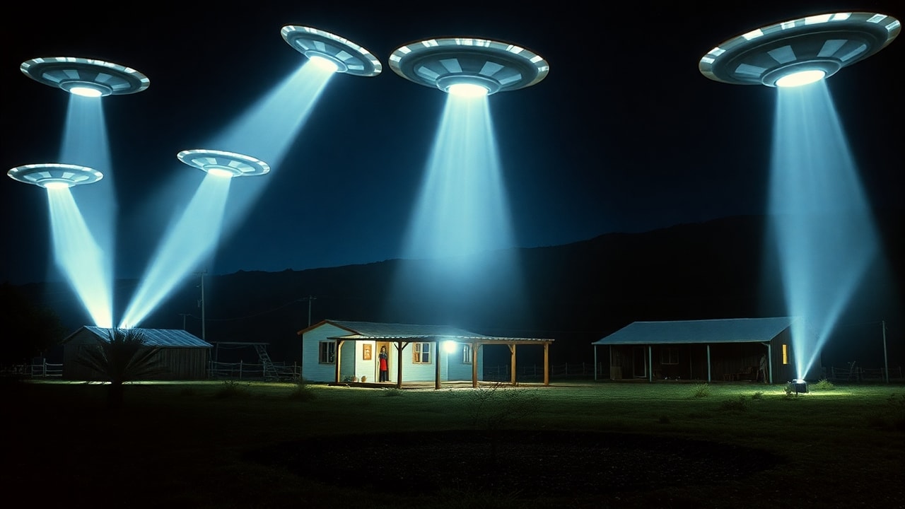 Cinematic archive imagery for Trancas Encounter — Argentina Craft with Beams 1963 — intelligence record illustration