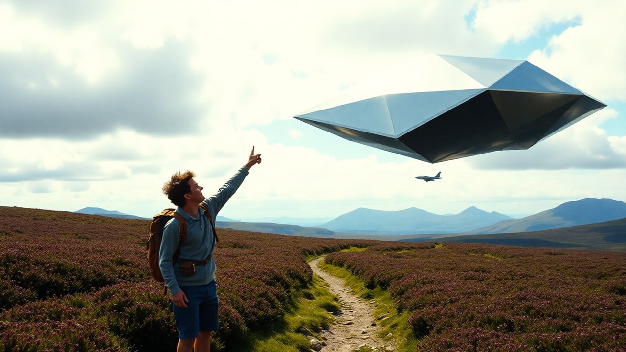 Cinematic archive imagery for Calvine UAP — UK Parliamentary Questions and MoD Release — intelligence record illustration