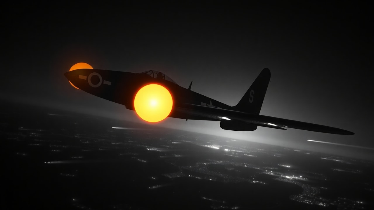 Cinematic archive imagery for WWII Foo Fighters — Allied Pilot Reports — intelligence record illustration