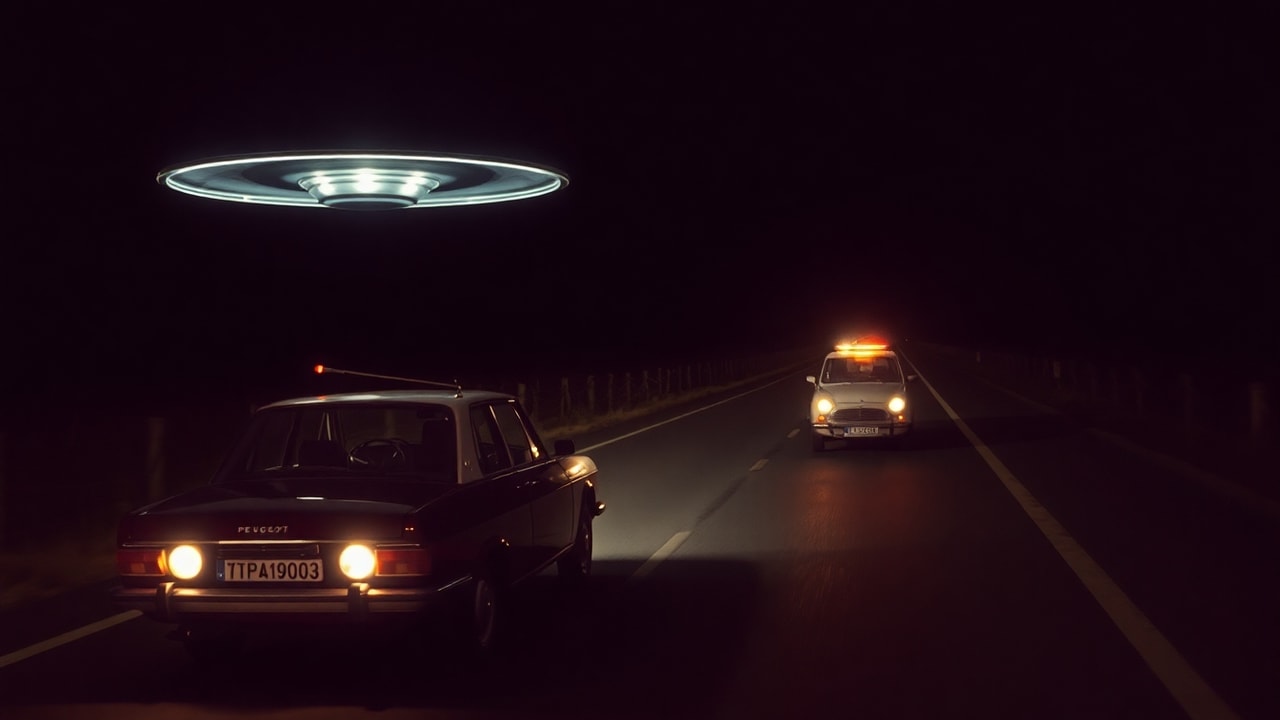 Cinematic archive imagery for French GEPAN Early Programme Encounter 1974 — intelligence record illustration