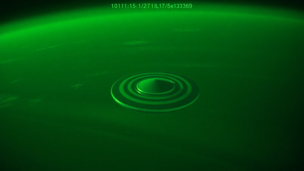 Cinematic archive imagery for Gimbal UAP — Rotating Object Against the Wind — intelligence record illustration