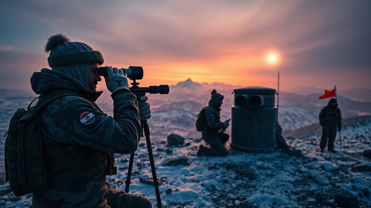 Cinematic archive imagery for Ladakh Border — Indian Army UAP Observations 2020 — intelligence record illustration