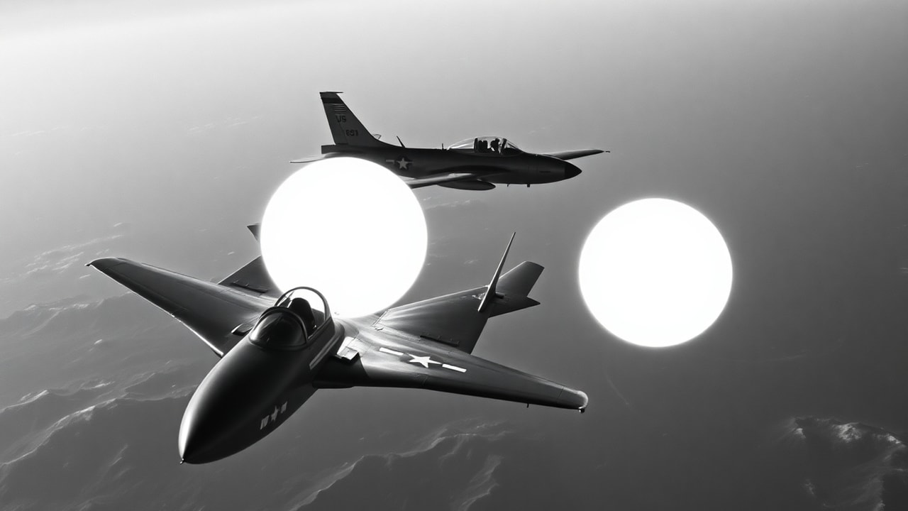 Cinematic archive imagery for Korean War UAP Intercepts — USAF Combat Reports — intelligence record illustration