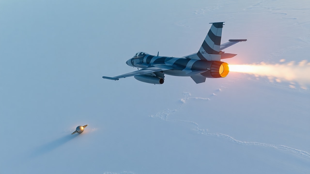 Cinematic archive imagery for Lake Huron Object — F-16 Shoot-Down February 2023 — intelligence record illustration