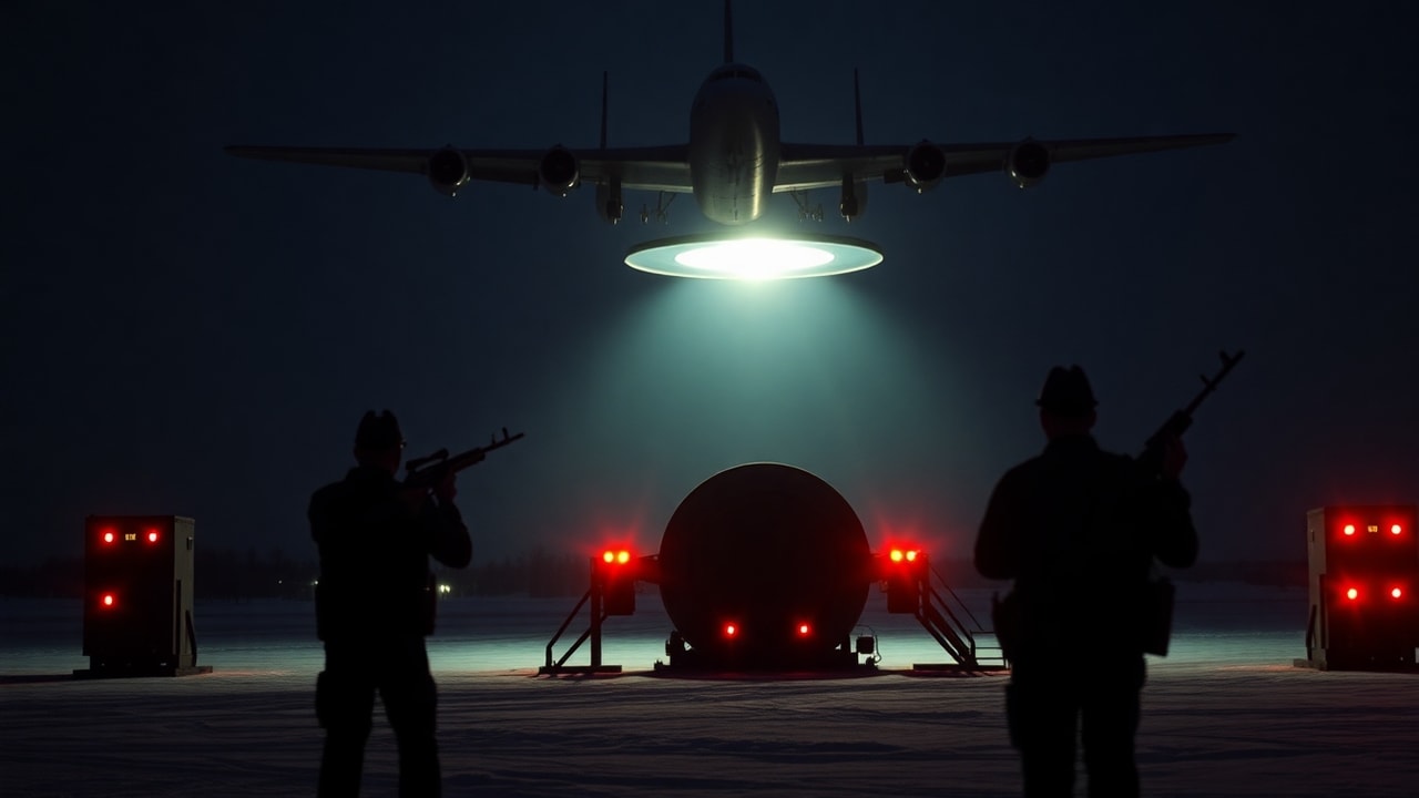 Cinematic archive imagery for Minot AFB — B-52 Radar and Visual UAP Encounter — intelligence record illustration