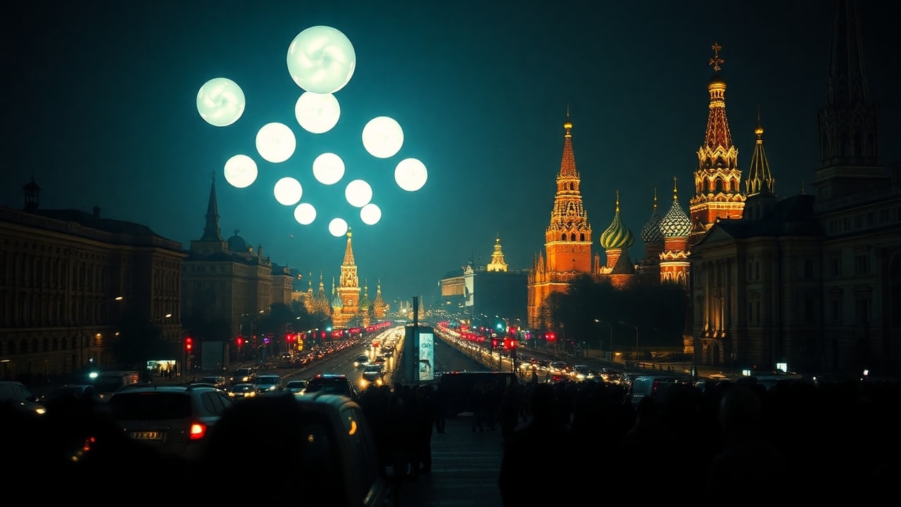 Cinematic archive imagery for Moscow UAP Events — Soviet KGB Files Partial Release — intelligence record illustration