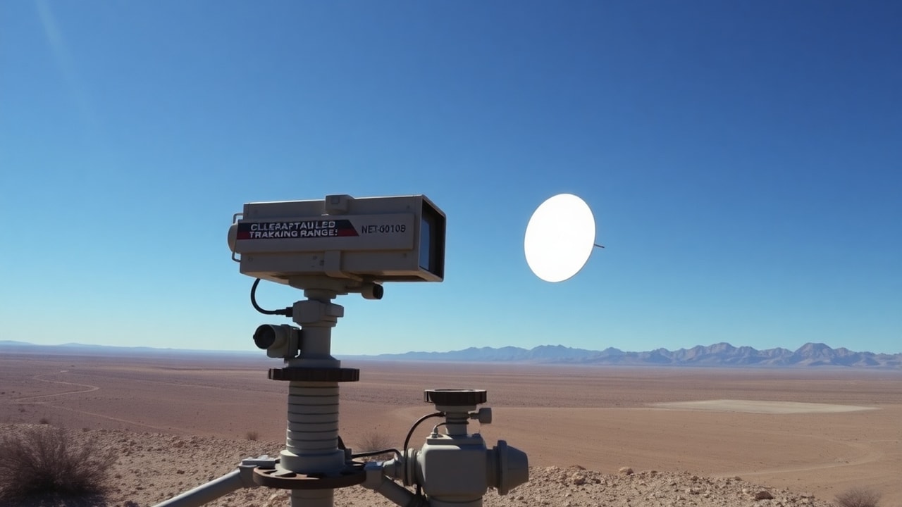 Cinematic archive imagery for Nellis AFB Radar-Visual — Classified Test Range UAP — intelligence record illustration
