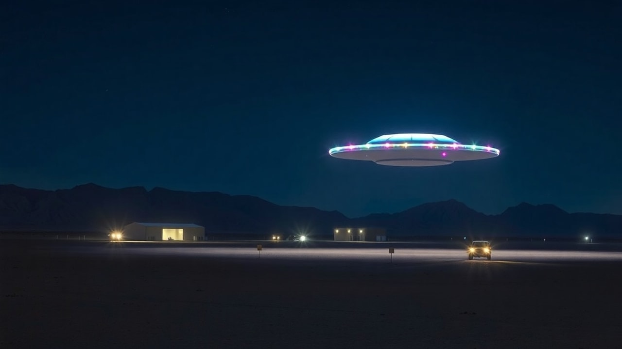 Cinematic archive imagery for Area 51 Perimeter UAP Activity 2003 — intelligence record illustration