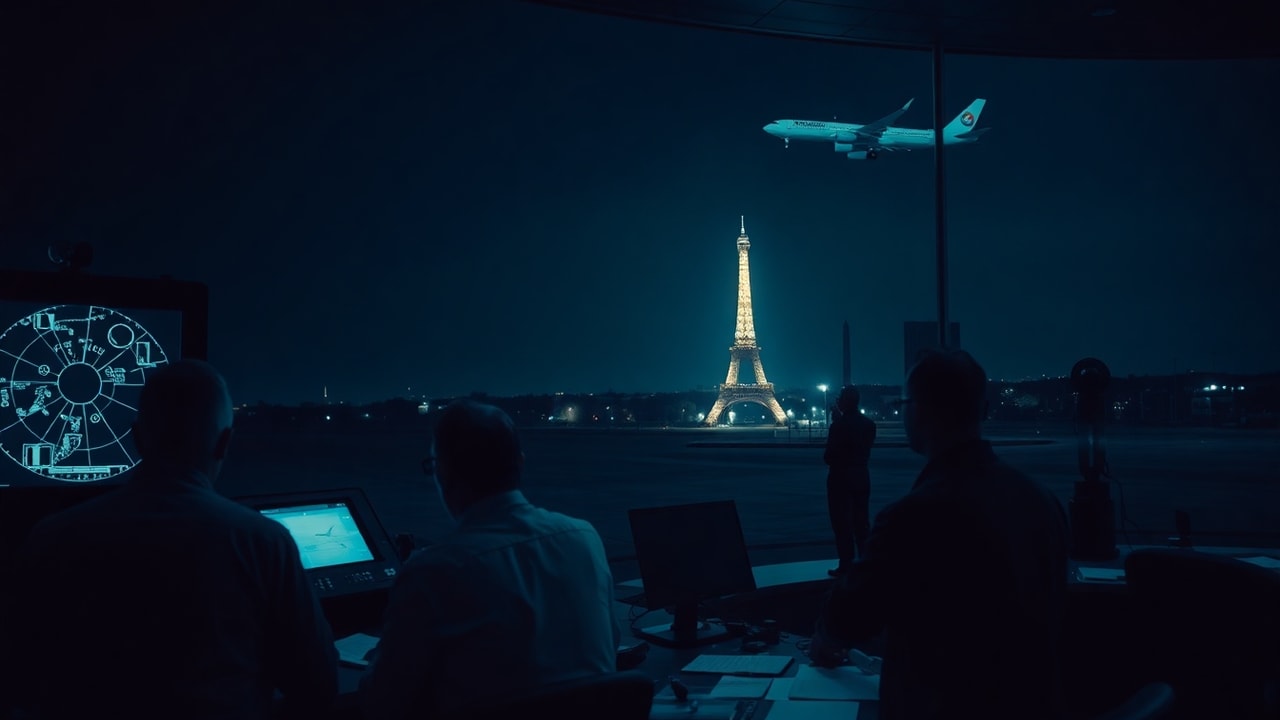 Cinematic archive imagery for Orly Airport — Dual Radar-Visual Contact, France — intelligence record illustration