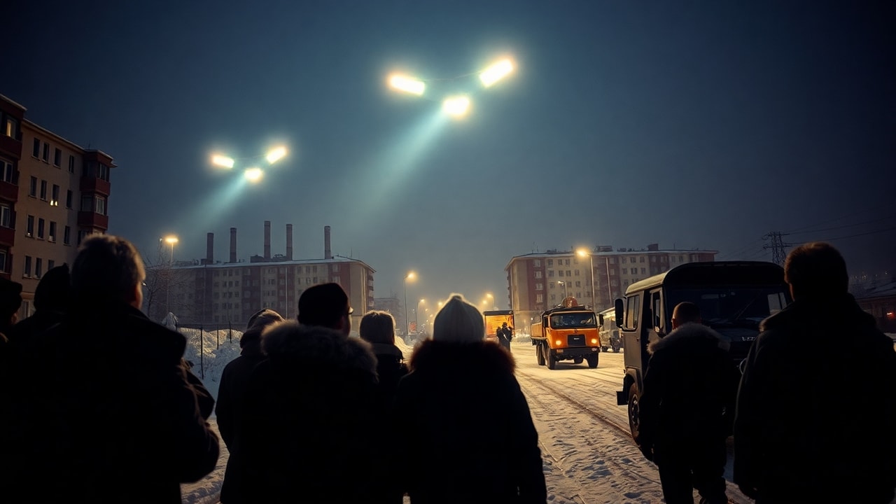Cinematic archive imagery for Perm Russia Mass Sighting 1990 — intelligence record illustration