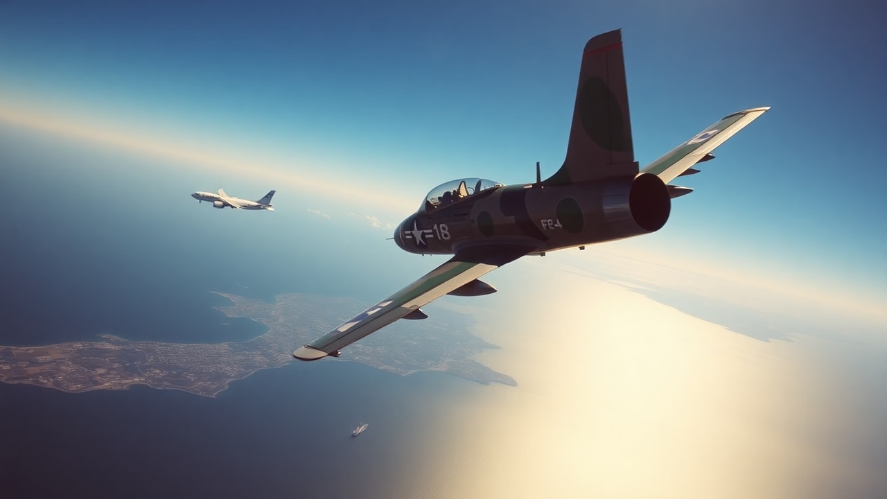 Cinematic archive imagery for Portuguese Air Force Faro Intercept 1977 — intelligence record illustration