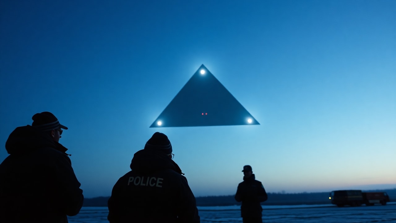 Cinematic archive imagery for RAF Cosford — UK MOD Triangle UAP Wave — intelligence record illustration