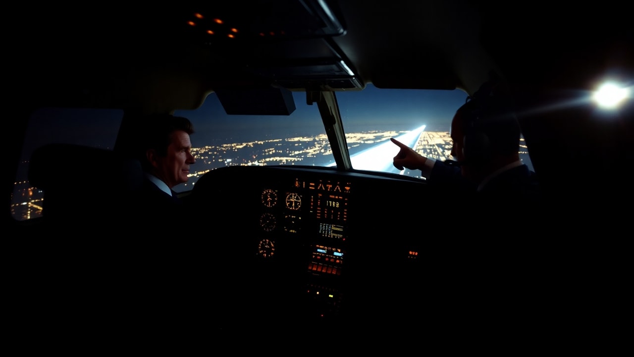Cinematic archive imagery for Governor Reagan's UAP Sighting — Pilot and Crew Report — intelligence record illustration