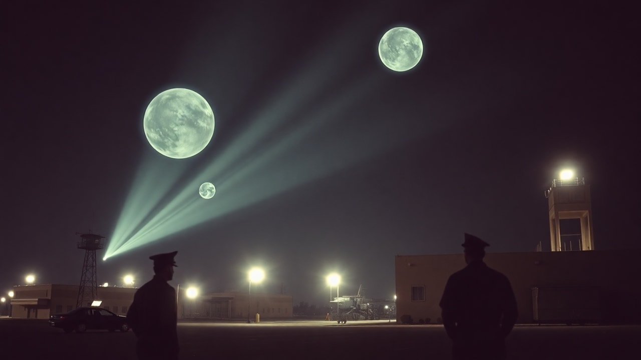 Cinematic archive imagery for Sandia — Armed Forces Special Weapons Program Orb Encounters — intelligence record illustration