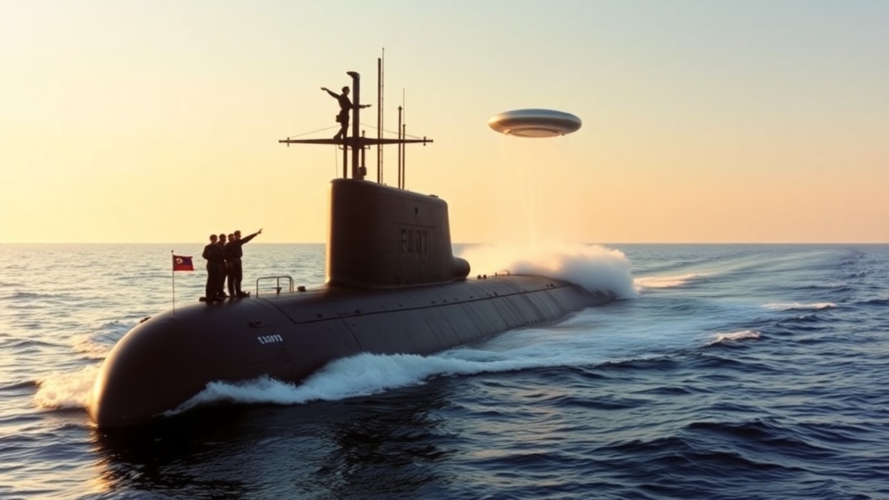 Cinematic archive imagery for Soviet Submarine USO Encounter 1973 — intelligence record illustration