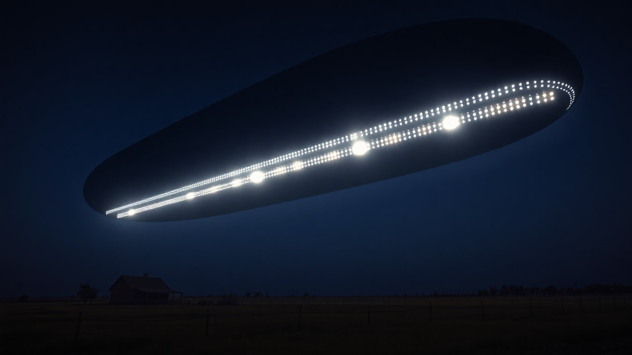 Cinematic archive imagery for Stephenville, Texas — Mile-Wide Object, Military Pursuit — intelligence record illustration