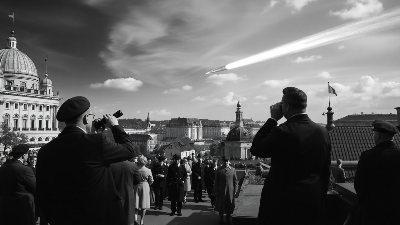 Cinematic archive imagery for Swedish Ghost Rocket Investigation 1946 — intelligence record illustration