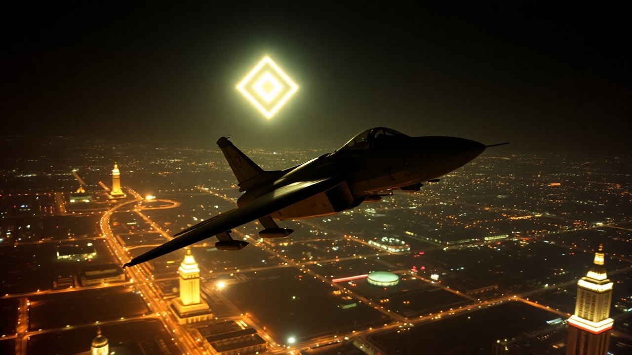 Cinematic archive imagery for Tehran UFO — Iranian F-4 Weapons System Failure — intelligence record illustration