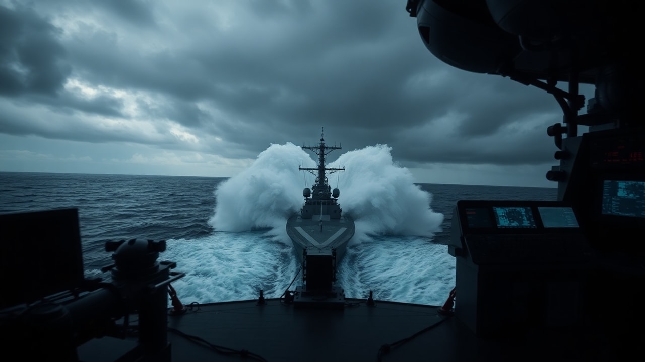 Cinematic archive imagery for Transmedium Object — Pacific Naval Zone — intelligence record illustration