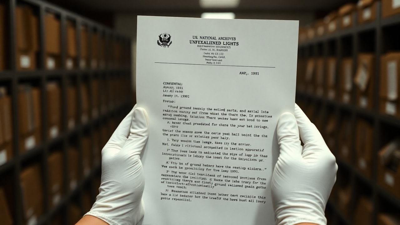 Cinematic archive imagery for USAF Rendlesham Halt Memo Released 1983 — intelligence record illustration
