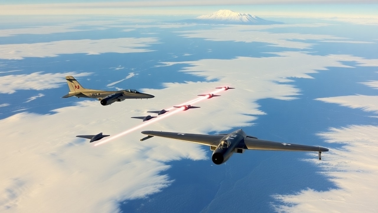 Cinematic archive imagery for USAF Alaska ADC Mass Sighting October 1952 — intelligence record illustration