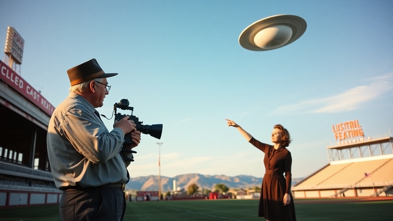 Cinematic archive imagery for Great Falls Montana Film — Baseball Manager UAP Footage 1950 — intelligence record illustration