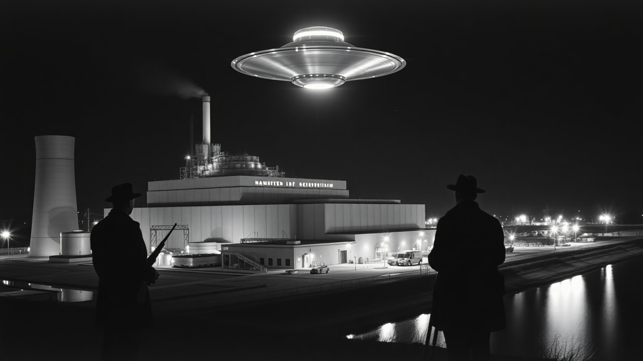 Cinematic archive imagery for Hanford Nuclear Site Luminous Disc 1945 — intelligence record illustration