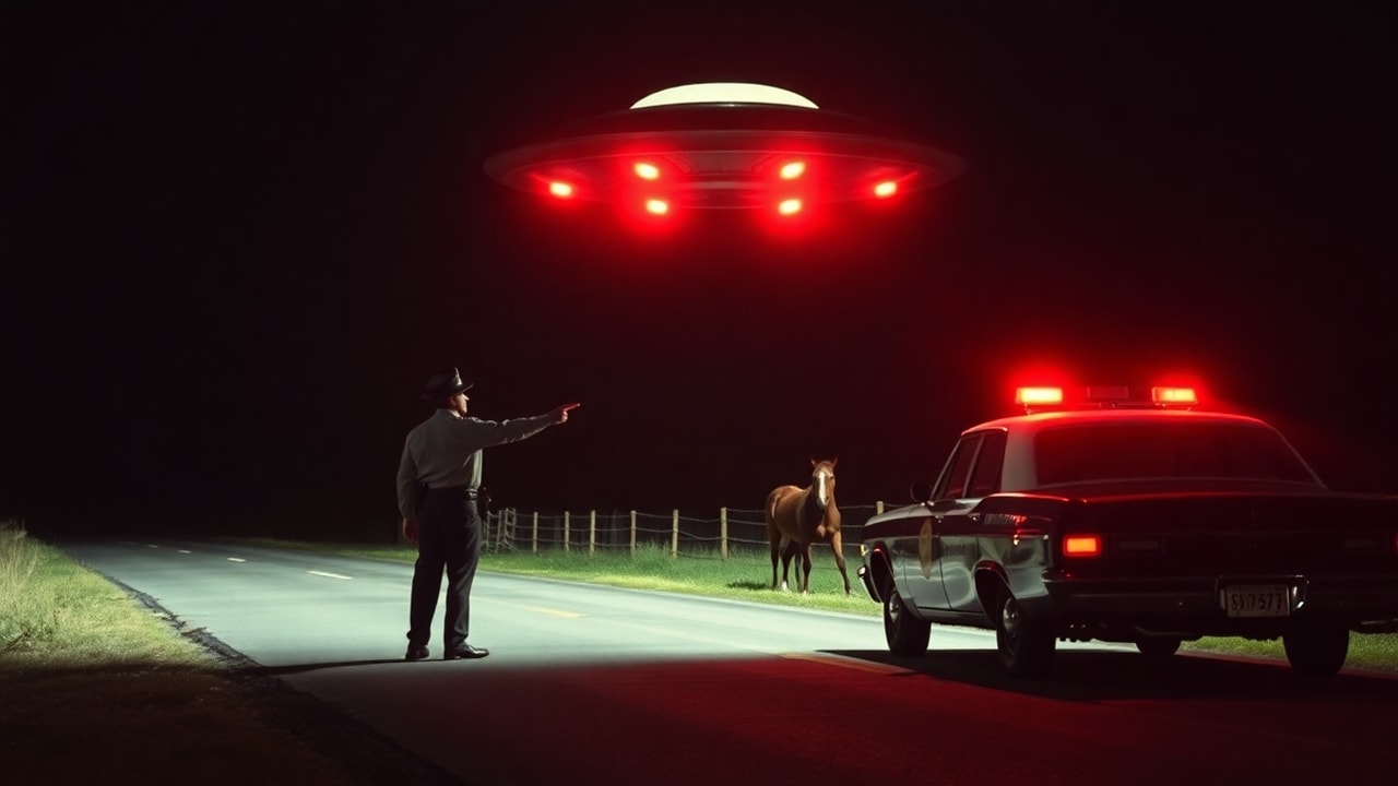 Cinematic archive imagery for Exeter New Hampshire — Low-Altitude Craft Police Witnesses 1965 — intelligence record illustration