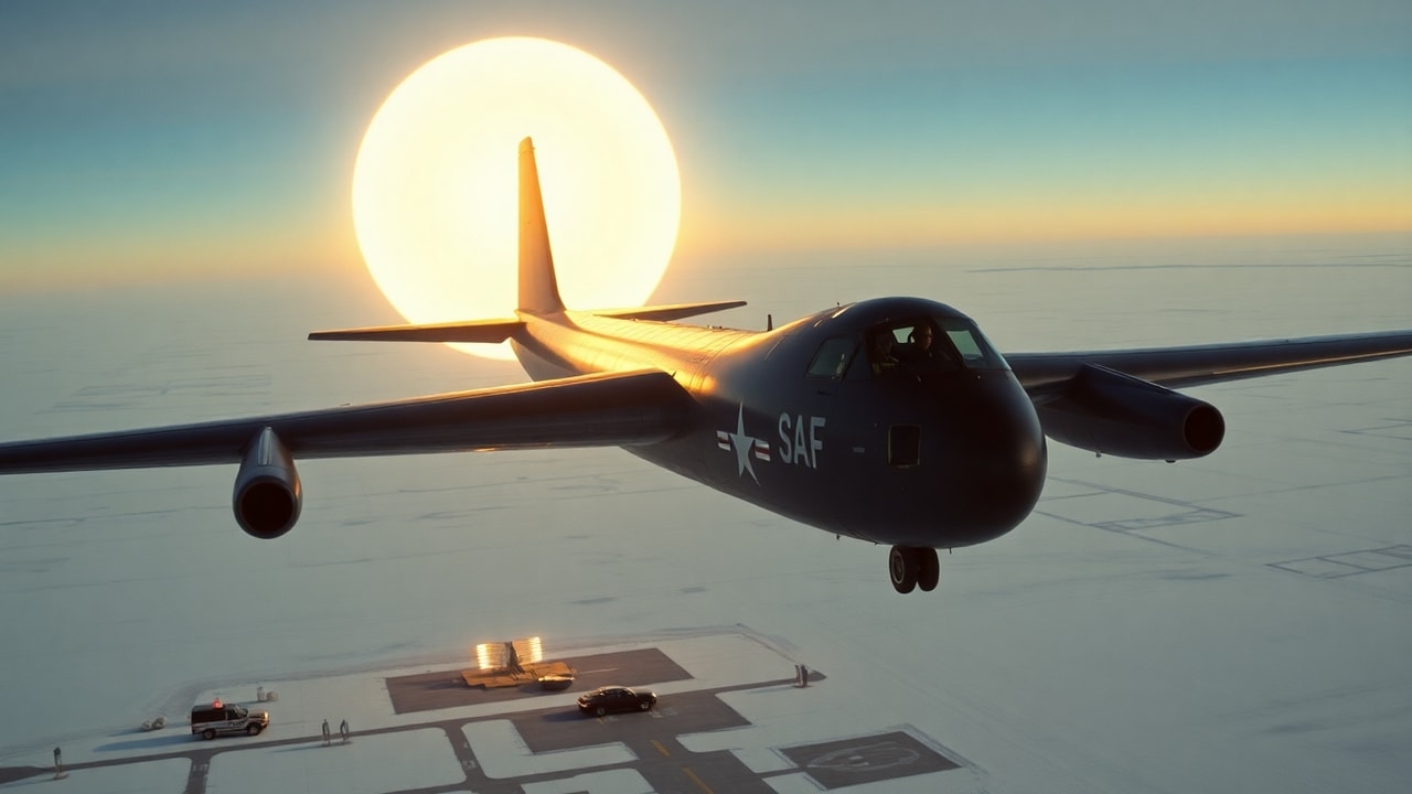 Cinematic archive imagery for Minot Air Force Base B-52 Radar Encounter 1968 — intelligence record illustration