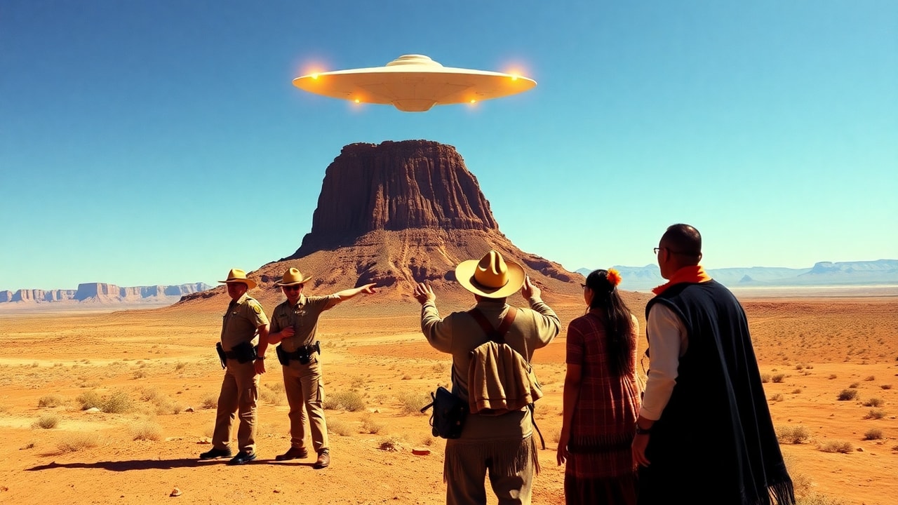Cinematic archive imagery for Navajo Nation Reservation UAP Wave 1994 — intelligence record illustration