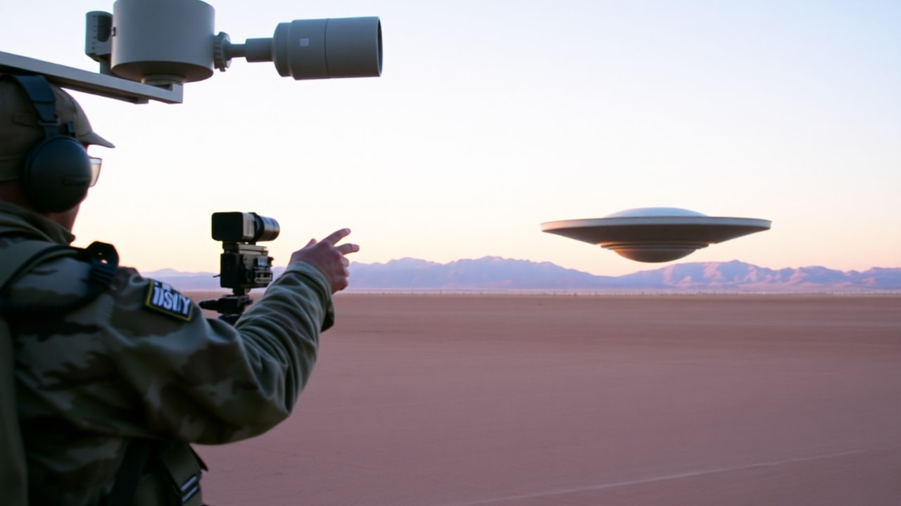 Cinematic archive imagery for Nellis Air Force Base Range Disc Video 1994 — intelligence record illustration