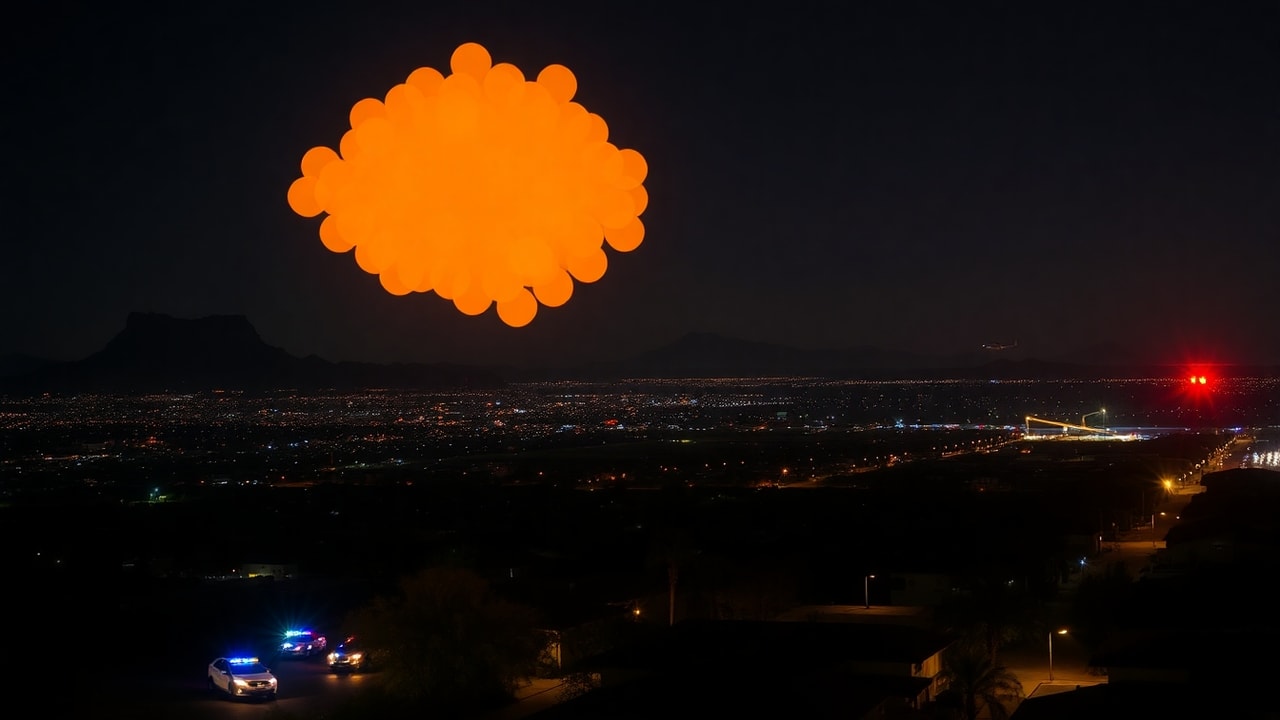 Cinematic archive imagery for Phoenix Arizona Strobing Orb Sequence 2008 — intelligence record illustration