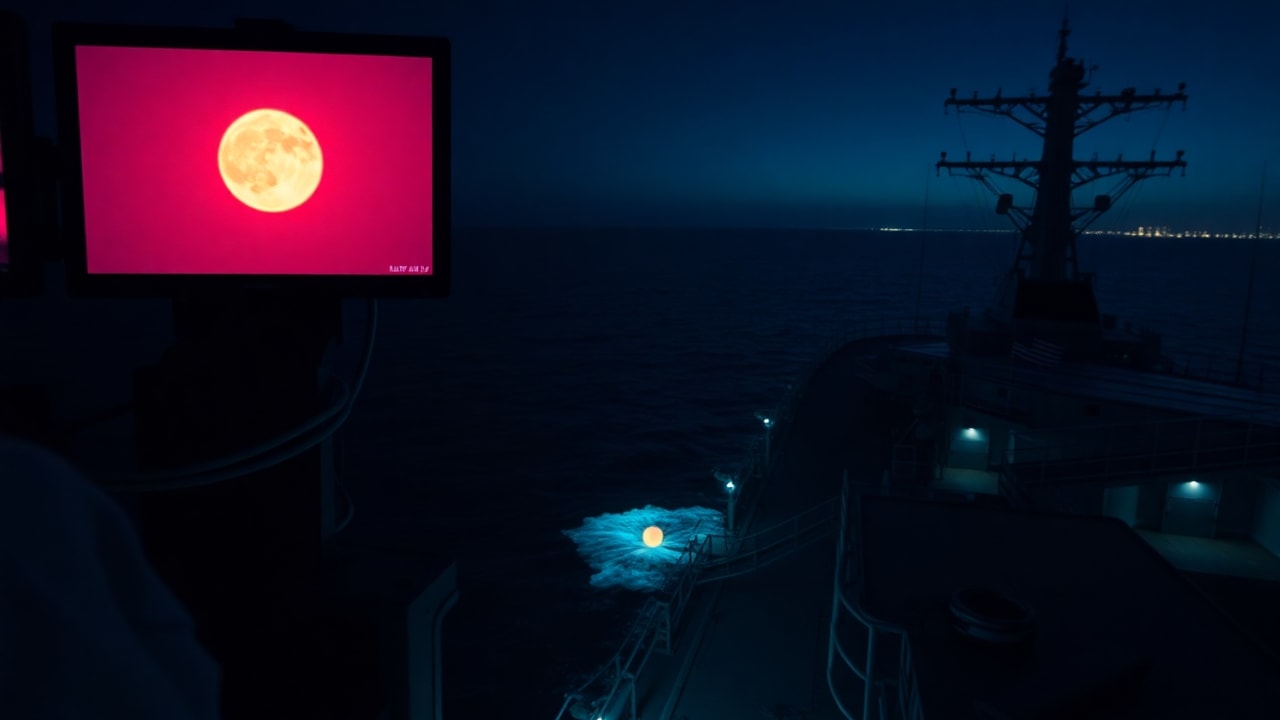 Cinematic archive imagery for USS Omaha USO Transmedium 2019 — intelligence record illustration