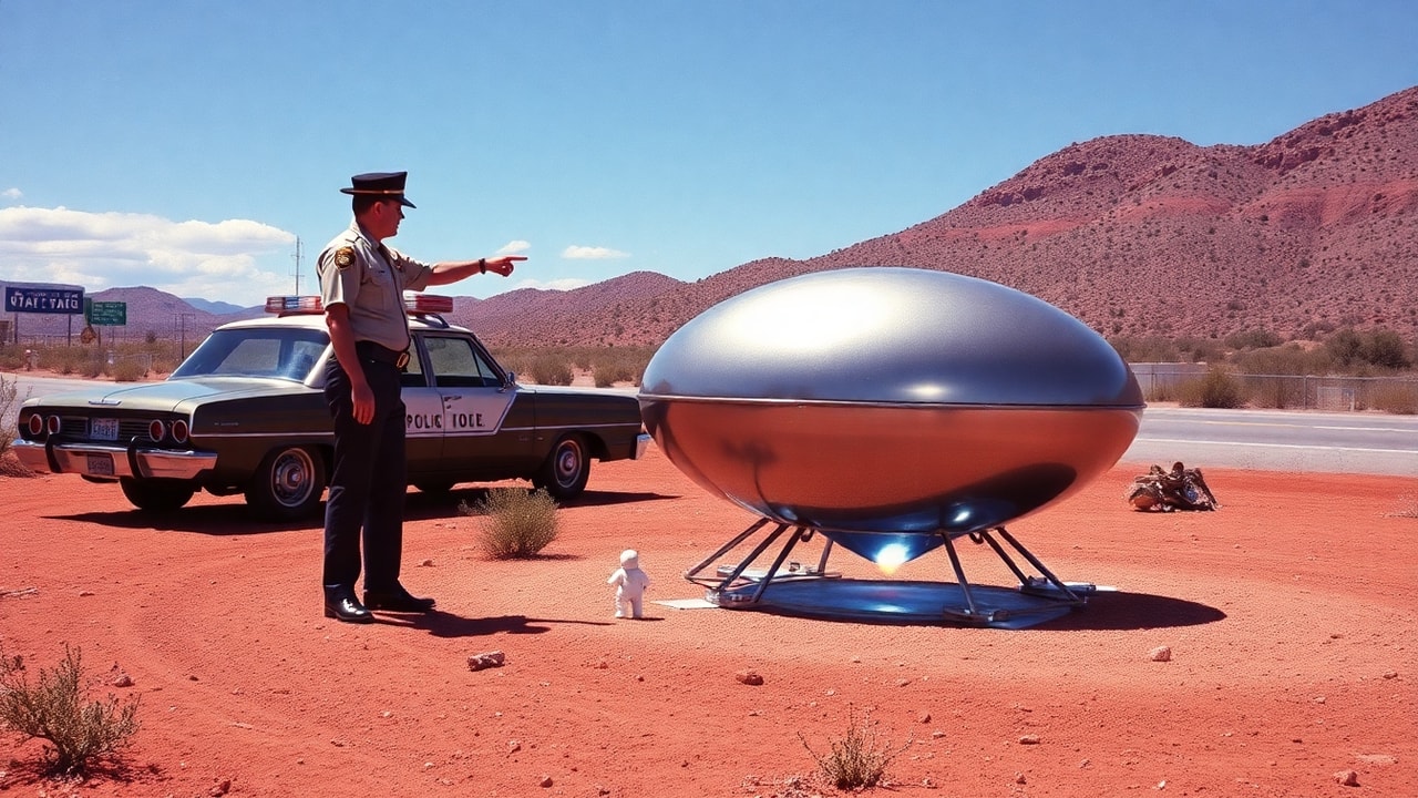 Cinematic archive imagery for Socorro New Mexico Lonnie Zamora Encounter 1964 — intelligence record illustration