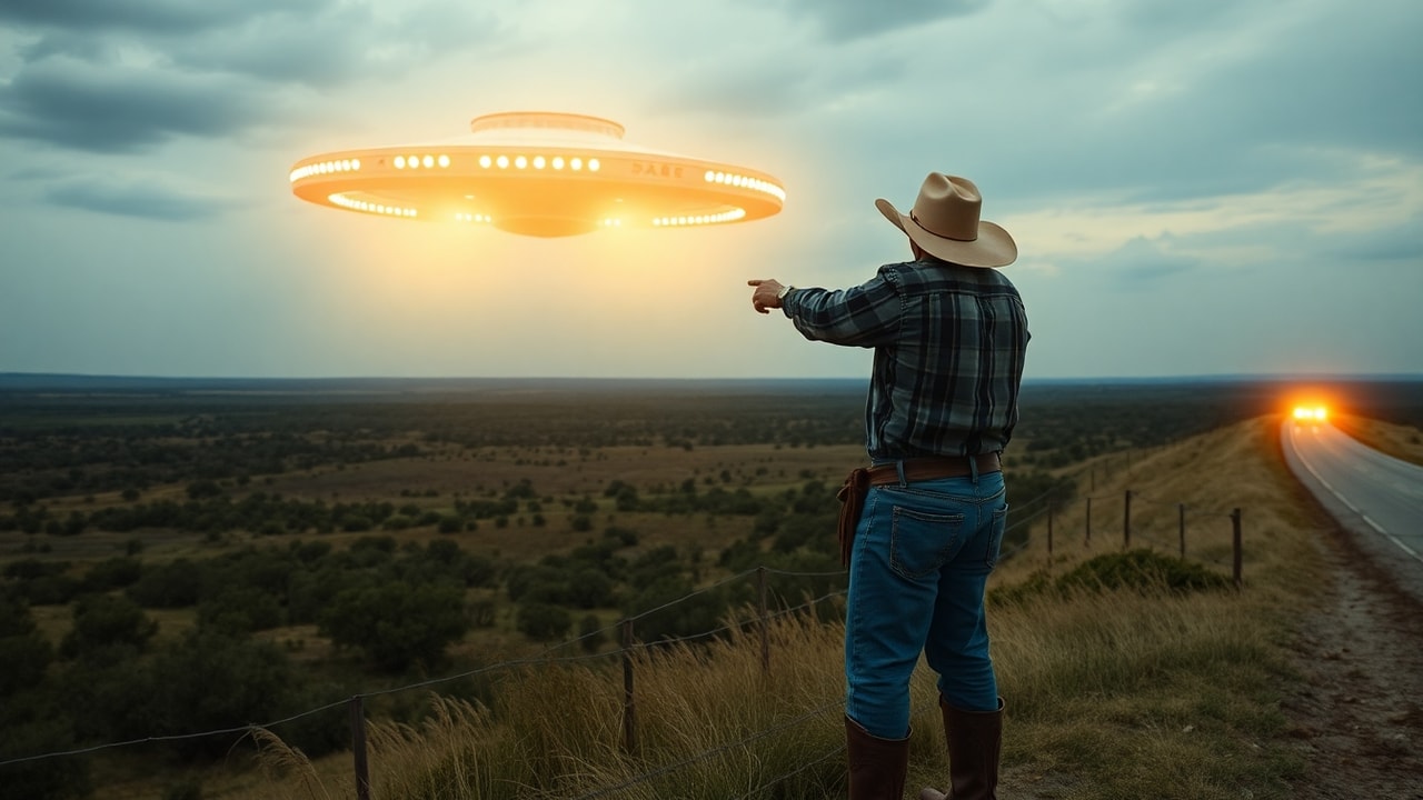 Cinematic archive imagery for Stephenville Texas Mass Sighting 2008 — intelligence record illustration