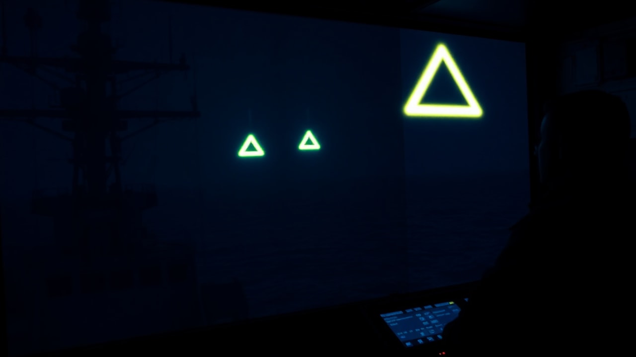 Cinematic archive imagery for USS Russell Pyramid UAP — Navy FLIR 2021 — intelligence record illustration