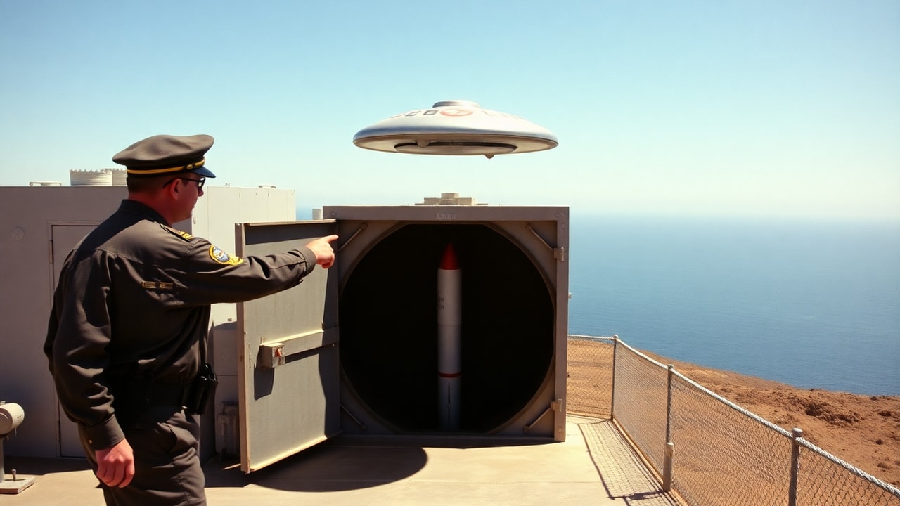 Cinematic archive imagery for Vandenberg AFB Minuteman Test Disruption 1969 — intelligence record illustration