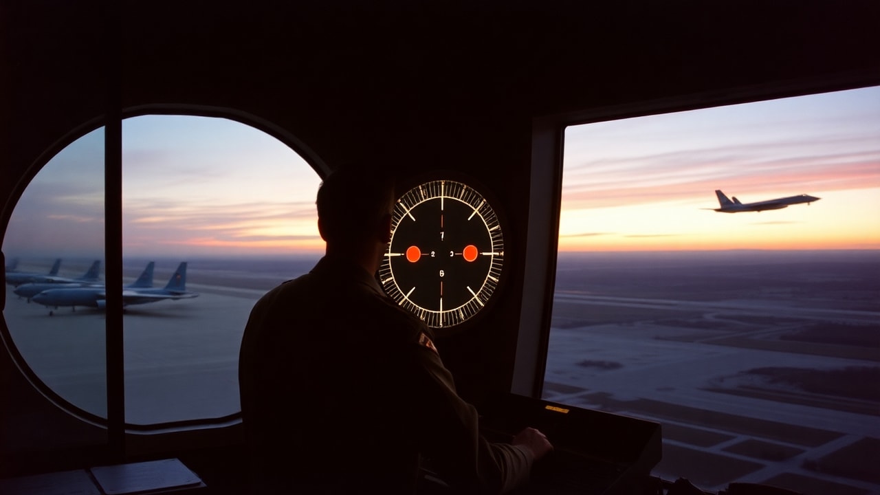 Cinematic archive imagery for Westover AFB — SAC Base UAP Radar Confirmation 1957 — intelligence record illustration