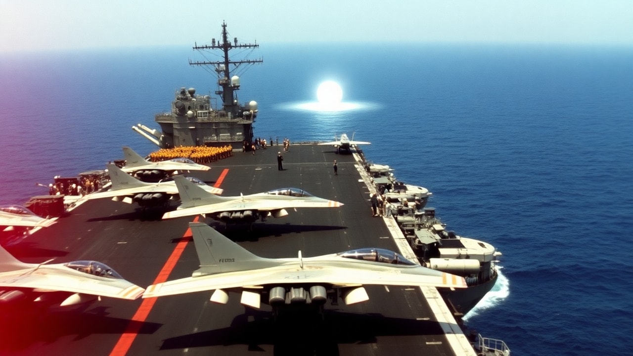 Cinematic archive imagery for USS Forrestal Atlantic Encounter 1965 — intelligence record illustration