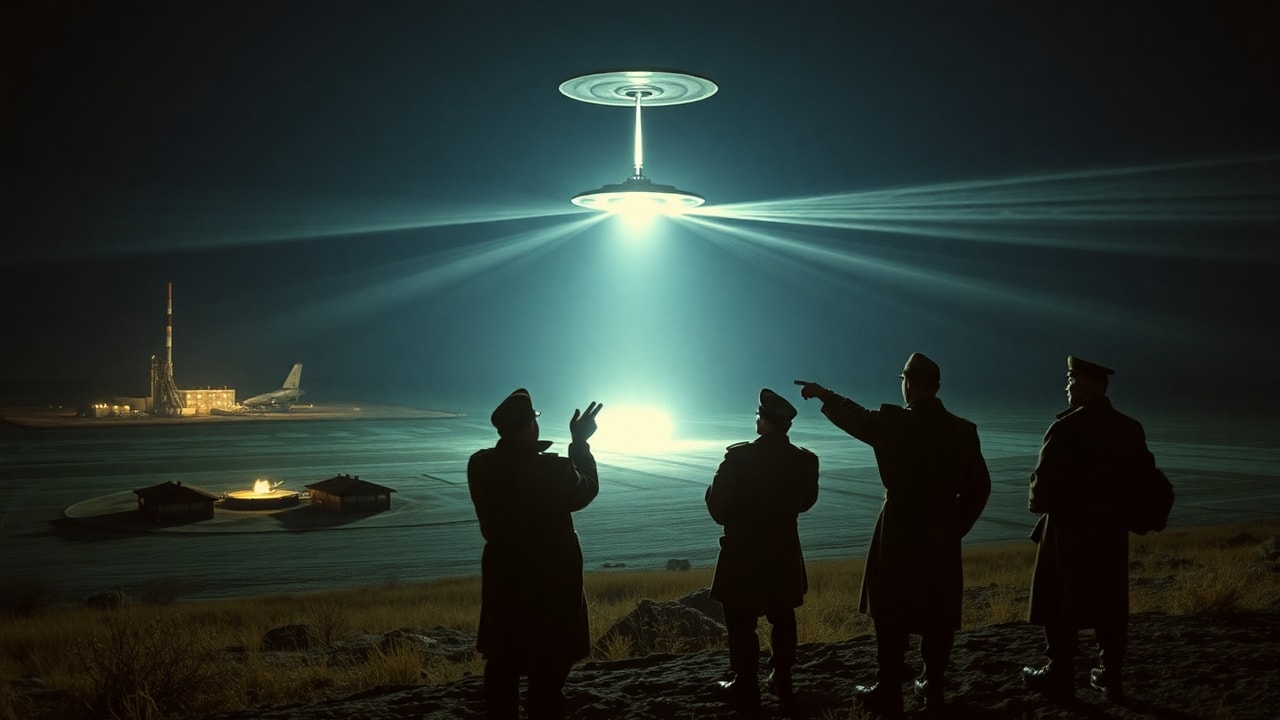 Cinematic archive imagery for Soviet Army Kapustin Yar Cosmodrome UAP 1989 — intelligence record illustration