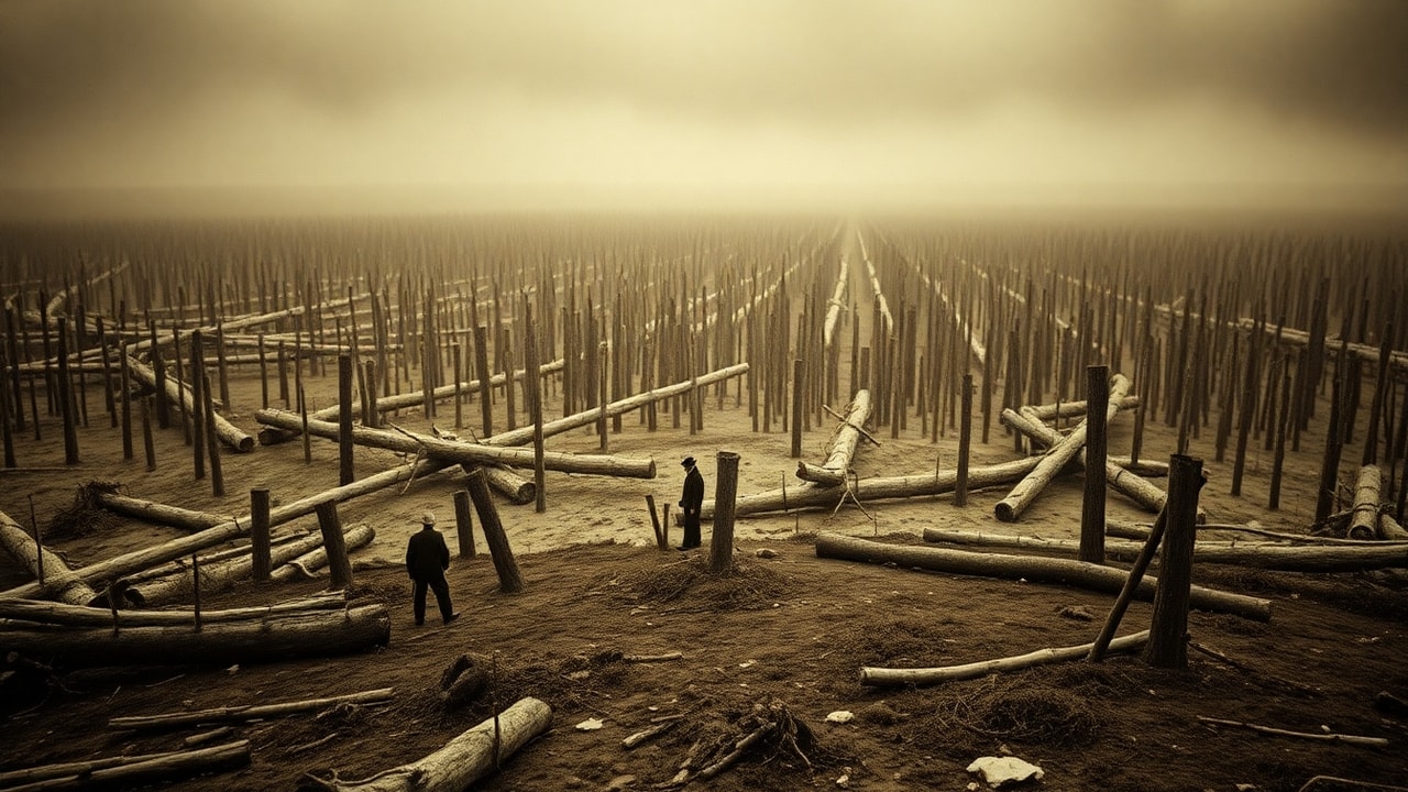 Cinematic archive imagery for Tunguska Event — Controlled Trajectory Debate 1908 — intelligence record illustration