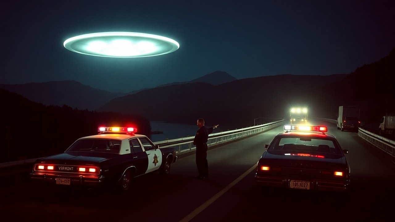 Cinematic archive imagery for Vermont–New Hampshire Border Encounter 1968 — intelligence record illustration